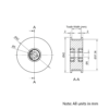 Technical Drawing Of Timing Belt Toothed Idler - GT - 3MR - 40 Teeth - 6mm Belt - 5mm Bore