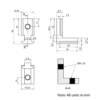 Technical Drawing Of Heavy Duty Inner Link Connector - Butt - Inside - 40 & 45 Series - With Fixings