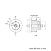 Technical Drawing Of Timing Belt Pulley - GT - 2MR - 45 Teeth - 15mm Belt - 1/4 Bore