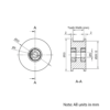 Technical Drawing Of Timing Belt Toothed Idler - GT - 2MR - 45 Teeth - 15mm Belt - 5mm Bore