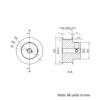 Technical Drawing Of Timing Belt Pulley - GT - 2MR - 45 Teeth - 6mm Belt - 5mm Bore