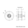 Technical Drawing Of Timing Belt Smooth Idler - GT - 2MR - 45 Teeth - 6mm Belt - 5mm Bore
