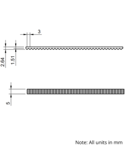 Technical Drawing Of Open Timing Belt - GT - 3MR - EPDM - 5mm - 1000mm