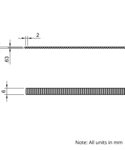 Technical Drawing Of Open Timing Belt - GT - 2MR - Neoprene - 6mm - 1000mm