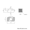 Technical Drawing Of Drop In Nut - T-Slot - 40 & 45 Series - M8 - Stainless Steel