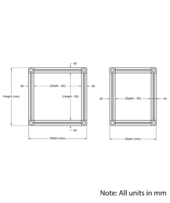 Technical Drawing Of Cuboid Frame - 45 Series - 2000x2000x2000mm - Silver