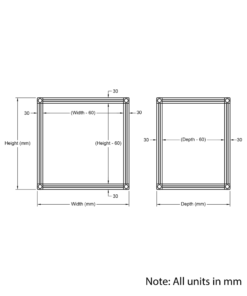 Technical Drawing Of Cuboid Frame - 30 Series - 250x250x250mm - Silver