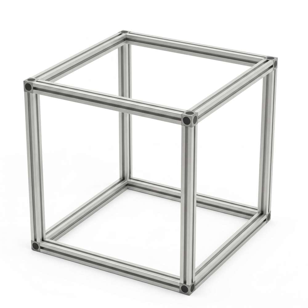 Assembled Cuboid Frame - 45 Series - 500x500x500mm - Silver