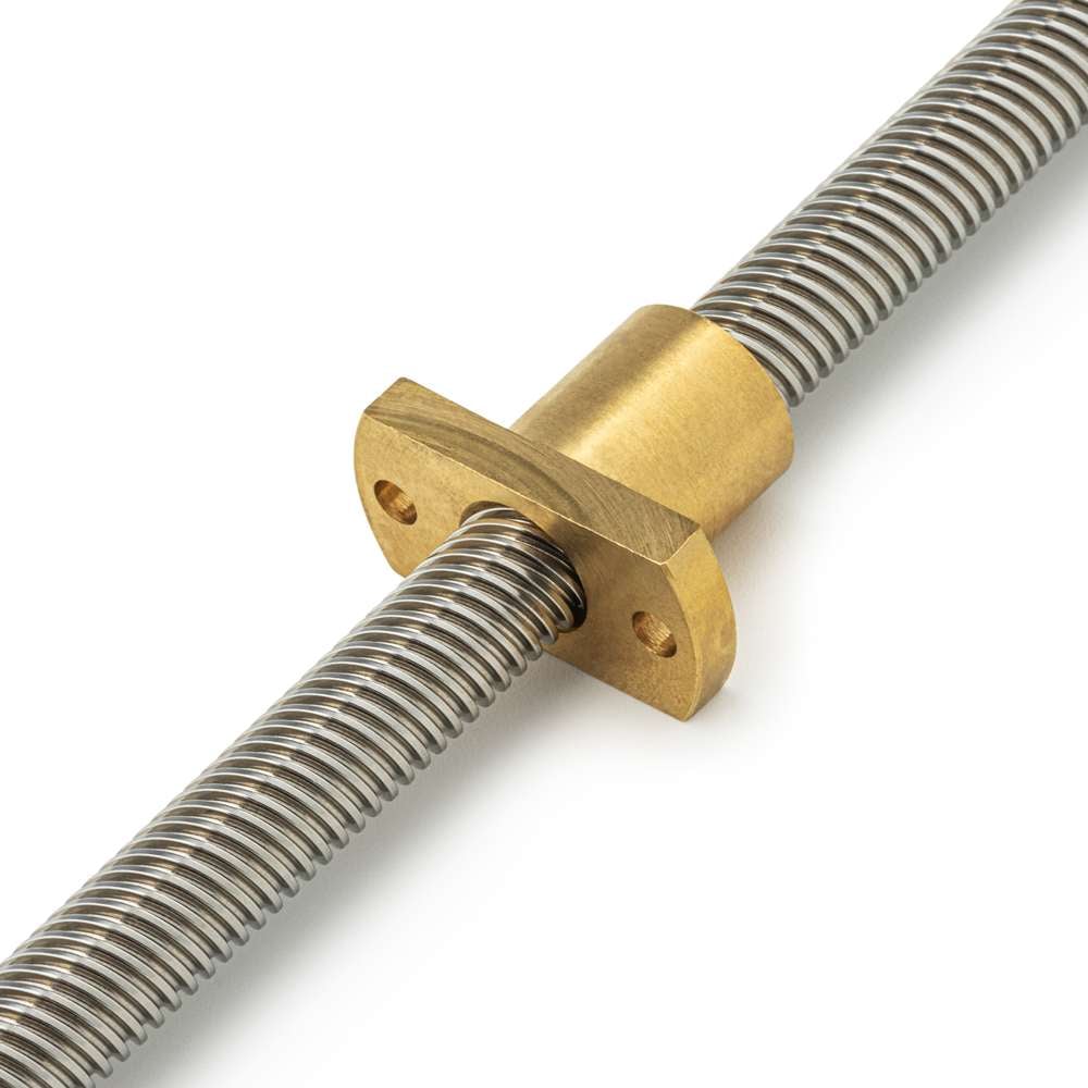 Lead Screw Round Flanged Nuts - Tr12*12-2P (6 Start) - Spanner Flat - Brass On Lead Screw