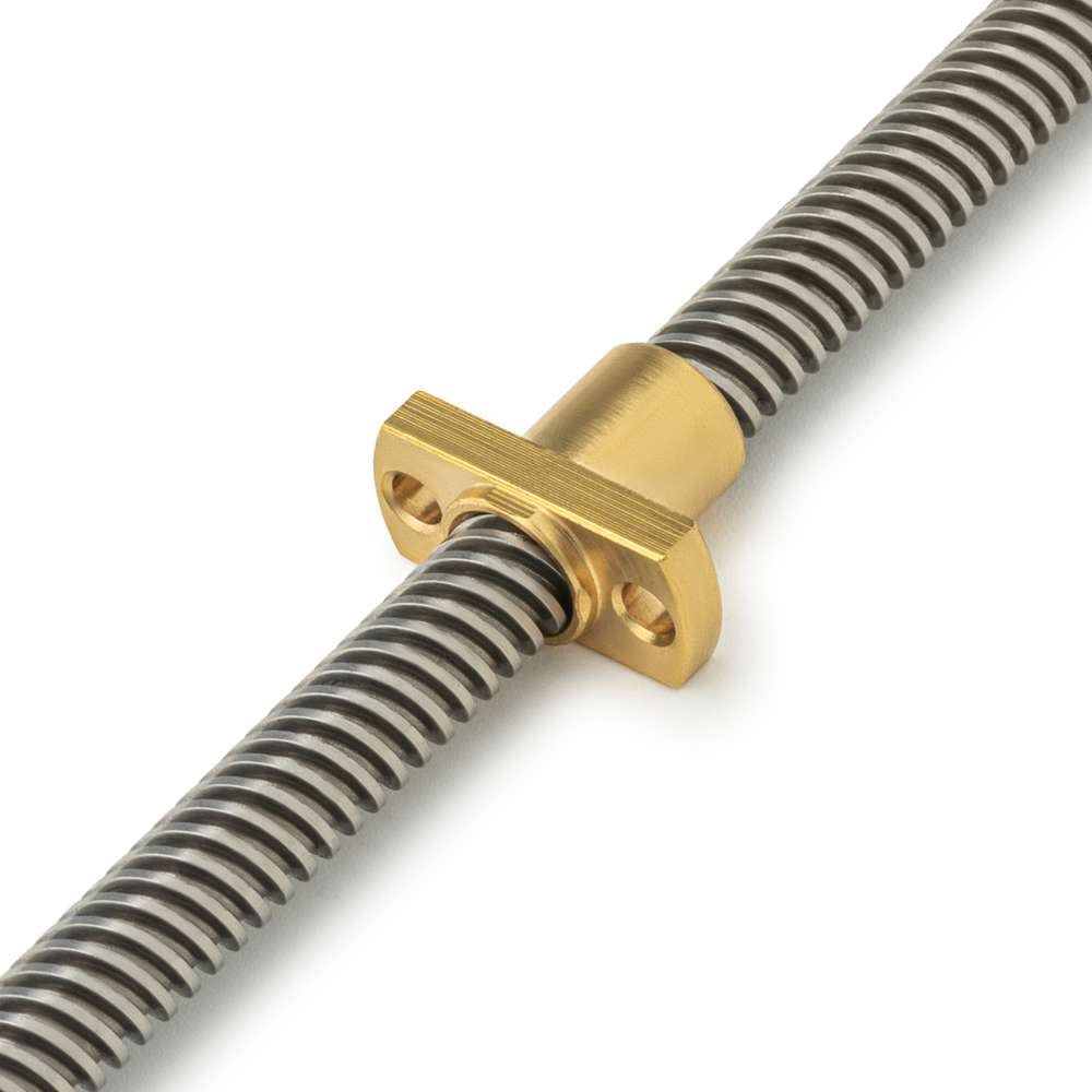 Lead Screw Round Flanged Nuts - Tr8*2-2P (1 Start) - Spanner Flat - Brass On Lead Screw