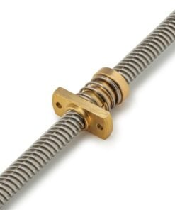 Lead Screw Anti-backlash Round Flanged Nuts - Tr8*8-2P (4 Start) - Spanner Flat - Brass - With Spring On Lead Screw