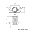 Technical Drawing Of Lead Screw Round Flanged Nut - Tr8*8-2P (4 Start) - Spanner Flat - POM