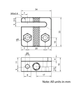 Technical Drawing Of Lead Screw Anti-backlash Nut Block - Tr8*8-2P (4 Start) - Stand Off - POM