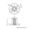 Technical Drawing Of Lead Screw Round Flanged Nut - Tr10*6-2P (3 Start) - Brass