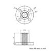 Technical Drawing Of Lead Screw Round Flanged Nut - Tr12*8-2P (4 Start) - Brass