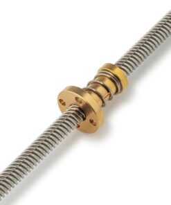 Lead Screw Anti-backlash Round Flanged Nuts - Tr8*2-2P (1 Start) - Brass - With Spring On Lead Screw