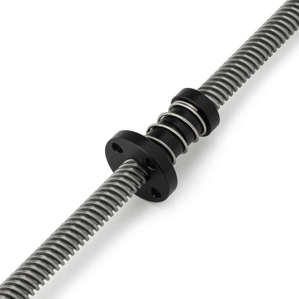 Lead Screw Anti-backlash Round Flanged Nuts - Tr8*2-2P (1 Start) - POM - With Spring On Lead Screw