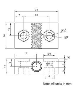 Technical Drawing Of Lead Screw Nut Block - Tr8*2-2P (1 Start) - POM