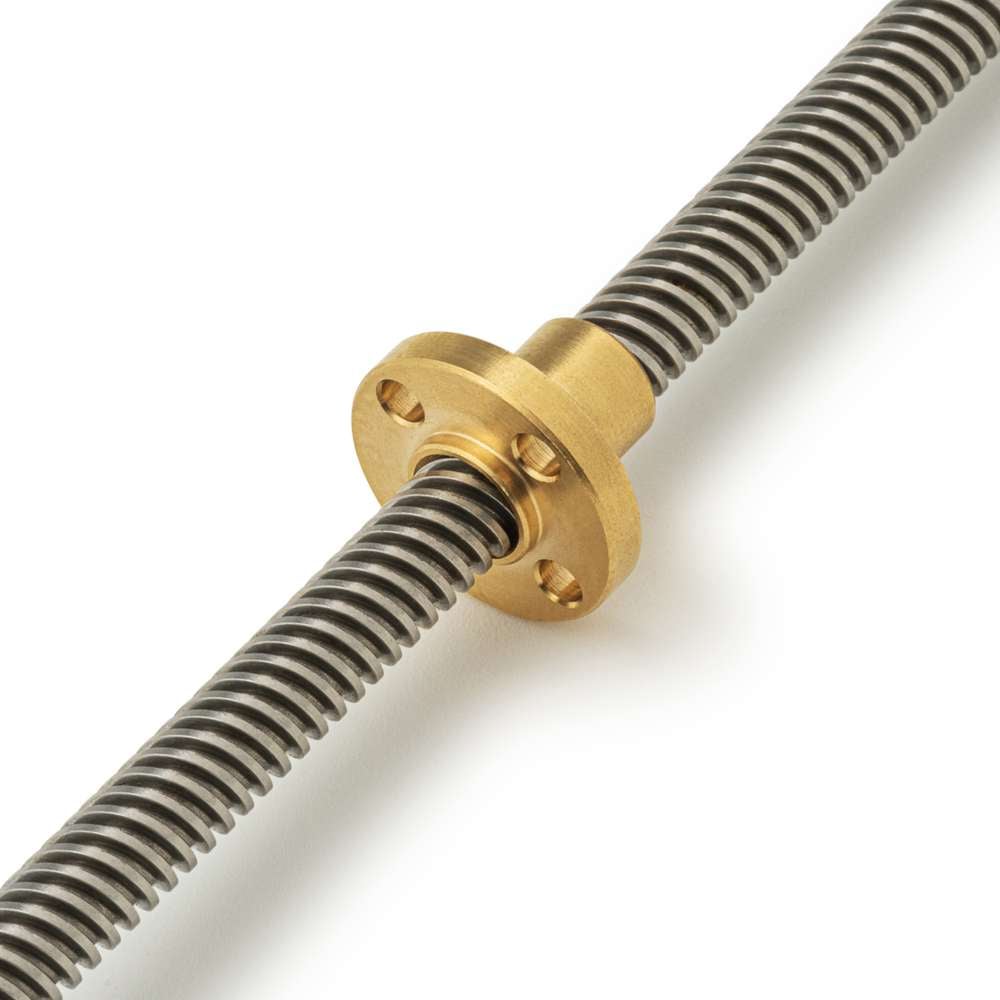 Lead Screw Round Flanged Nuts - Tr8*2-2P (1 Start) - Brass On Lead Screw