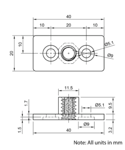 Technical Drawing Of Lead Screw Square Flanged Nut - Tr8*2-2P (1 Start) - POM