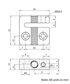 Technical Drawing Of Lead Screw Anti-backlash Nut Block - Tr8*4-2P (2 Start) - POM