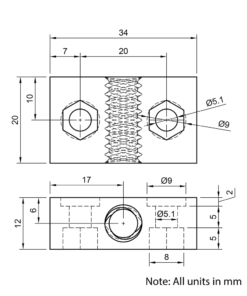 Technical Drawing Of Lead Screw Nut Block - Tr8*4-2P (2 Start) - POM
