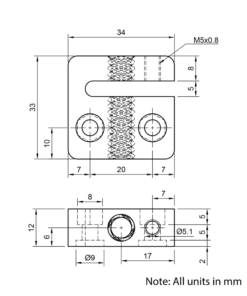Technical Drawing Of Lead Screw Anti-backlash Nut Block - Tr8*8-2P (4 Start) - POM