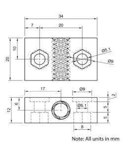 Technical Drawing Of Lead Screw Nut Block - Tr8*8-2P (4 Start) - POM