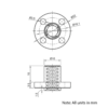 Technical Drawing Of Lead Screw Round Flanged Nut - Tr8*8-2P (4 Start) - Brass