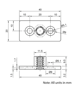 Technical Drawing Of Lead Screw Square Flanged Nut - Tr8*8-2P (4 Start) - POM