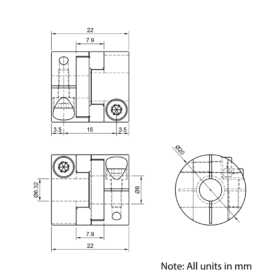 Technical Drawing Of Oldham Flexible Shaft Coupling - 1/4 - 8mm