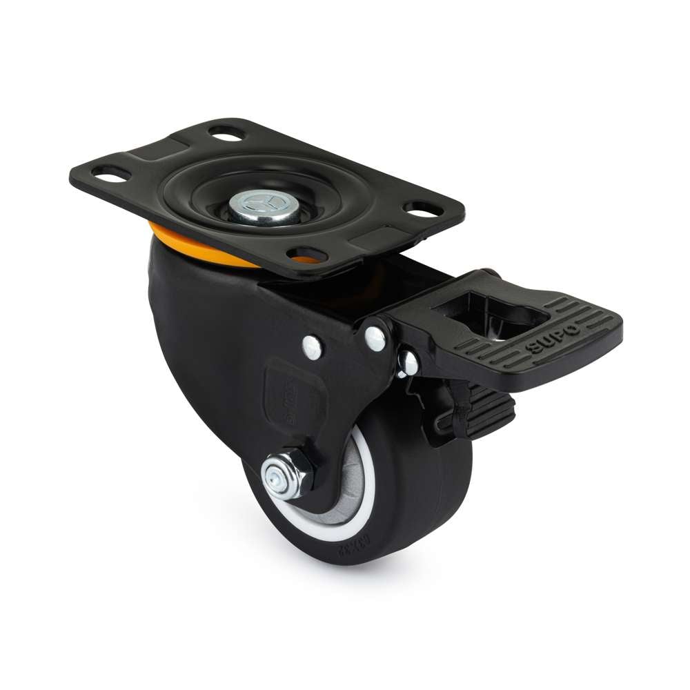 1 x Castor - Plate - Swivel - 100mm - Brake