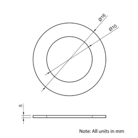 Technical Drawing Of Precision Shim - 10mm - 0.5mm