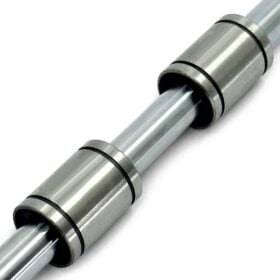 2 x Linear Bearings on Hardened Ground Linear Shaft - Hollow - 16mm - Cut To Size