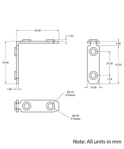 Technical Drawing Of Inner Link Connector - Butt - With Fixings