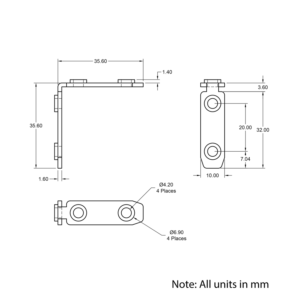 Technical Drawing Of Inner Link Connector - Butt - With Fixings