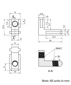 Technical Drawing Of Heavy Duty Inner Link Connector - Butt - Inside - 20 Series - With Fixings