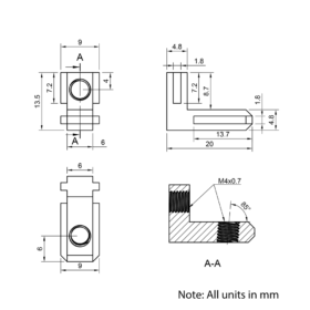 Technical Drawing Of Heavy Duty Inner Link Connector - Butt - Outside - 20 Series - With Fixings