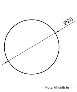 Technical Drawing of Hardened Ground Linear Shaft - Chrome Plated - 20mm - Cut To Size