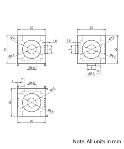 Technical Drawing Of Cube Corner Bracket - 20 Series - 3 Way