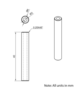 Technical Drawing Of Aluminium Spacer - 3mm - 40mm