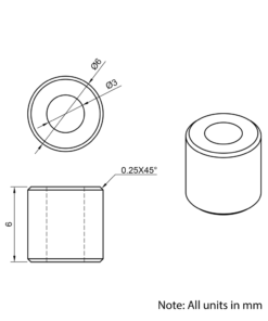 Technical Drawing Of Aluminium Spacer - 3mm - 6mm