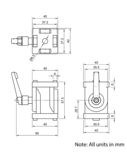 Technical Drawing Of Pivot Joint - 40 Series - With Adjustable Handle