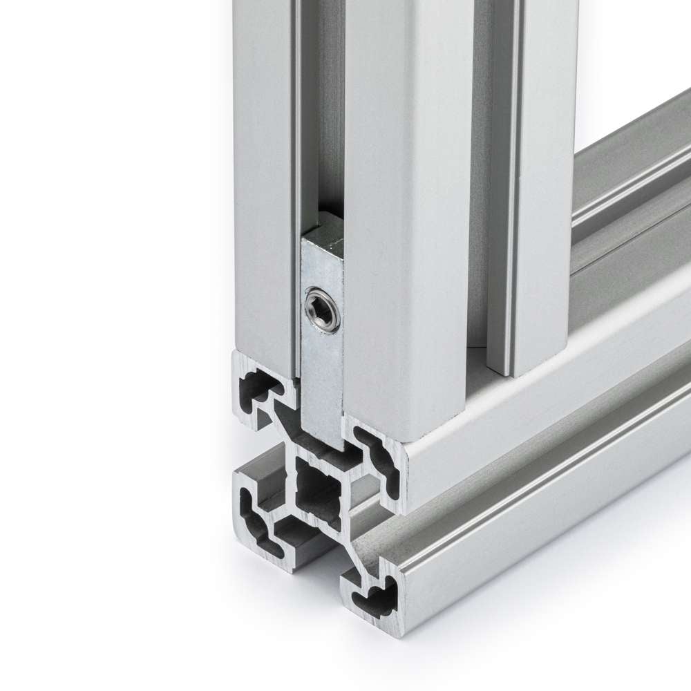 Heavy Duty Inner Link Connector - Butt - Inside - 40 & 45 Series - With Fixings Joining Aluminium Extrusion