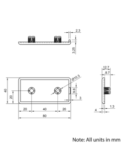 Technical Drawing Of Plastic End Cap - 40 Series - 40x80