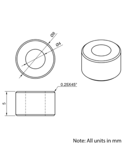 Technical Drawing Of Aluminium Spacer - 4mm - 5mm