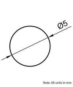 Technical Drawing of Hardened Ground Linear Shaft - Chrome Plated - 5mm - Cut To Size