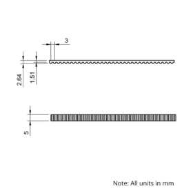 Technical Drawing Of Open Timing Belt - GT - 3MR - EPDM - 5mm - 1000mm