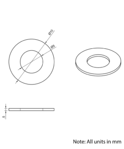 Technical Drawing Of Precision Shim - 5mm - 0.5mm