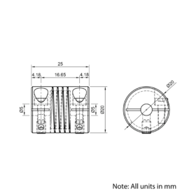 Technical Drawing Of Helical Beam Flexible Shaft Coupling - 5mm - 5mm